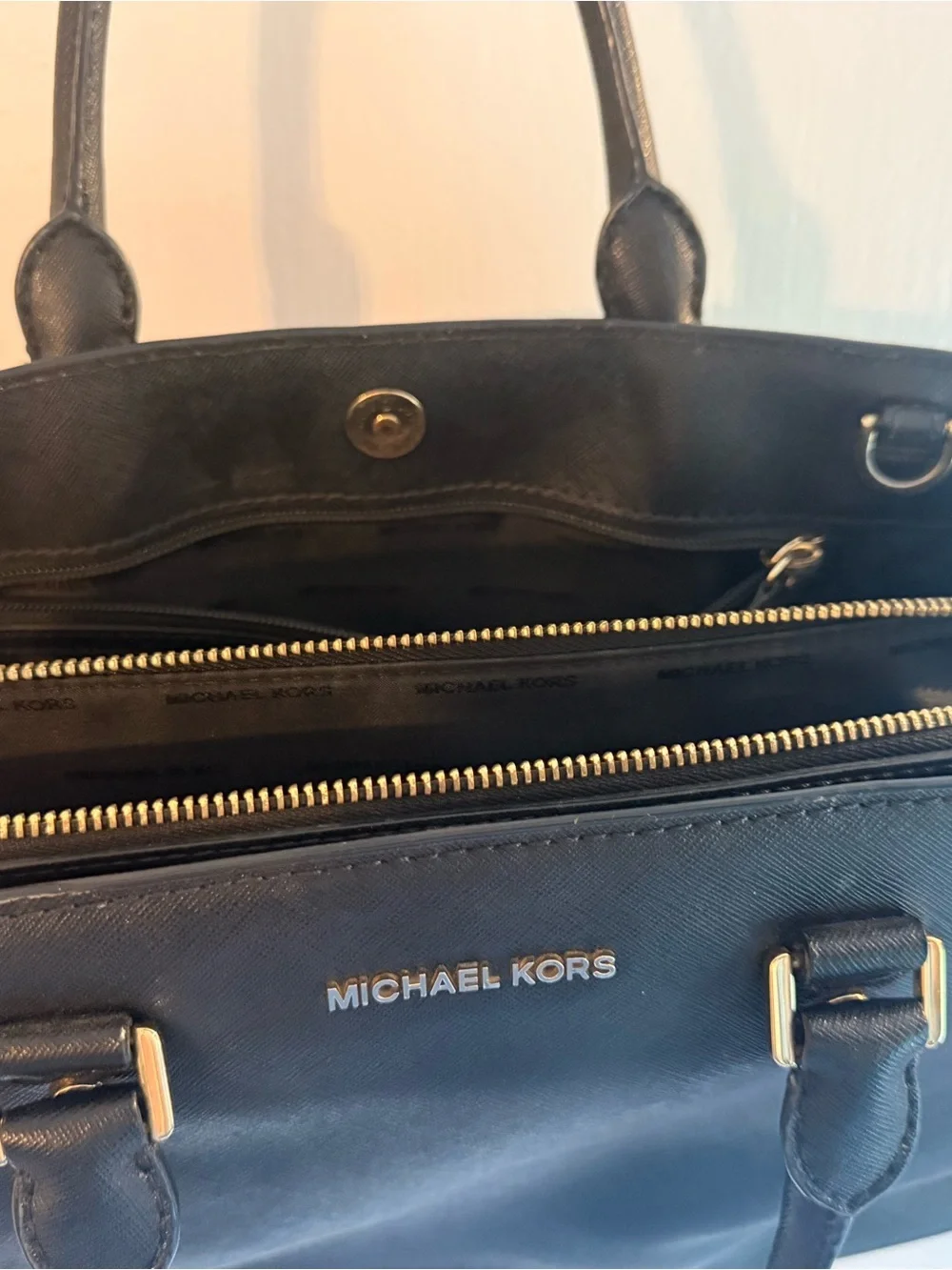 Michael Kors Black Saffiano Leather Savannah Convertible Satchel Bag